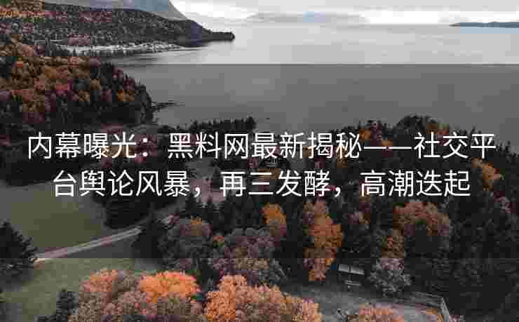 内幕曝光：黑料网最新揭秘——社交平台舆论风暴，再三发酵，高潮迭起