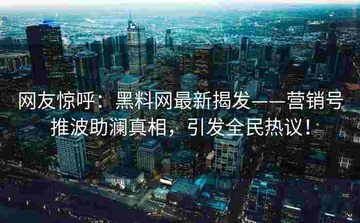 网友惊呼：黑料网最新揭发——营销号推波助澜真相，引发全民热议！